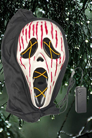 Halloween Maske Çığlık Neon Model Lüks Pilli ark.t