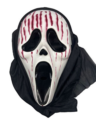 Halloween Maske Çığlık Kanlı Lüks Kalın Arkası Tül
