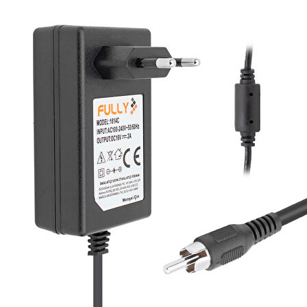 Ayt Fully O-1614C 16 Volt 2 Amper TOS RCA Uçlu Santral Adaptörü Uydu Santrali İçin Adaptör