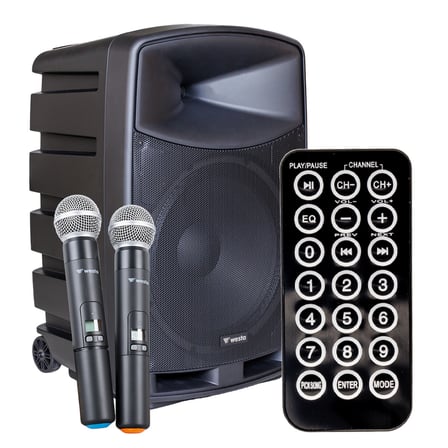 Westa WAP-12505 300W 2 Yollu Hoparlör Taşınabilir Kabin Hoparlör Ses Sistemi Bluetooth 2 Mikrofonlu