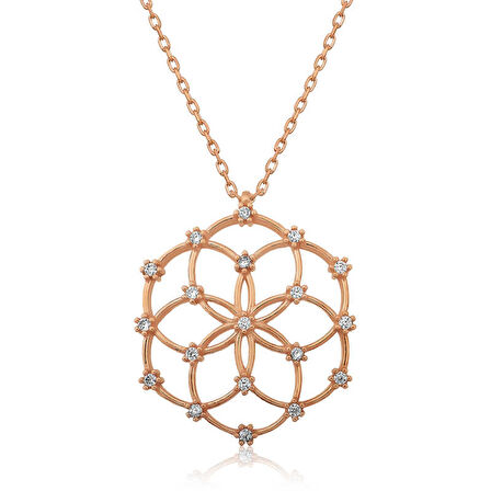 925 Ayar Gümüş Yaşam Çiçeği Kadın Gümüş Kolye