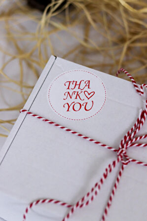 Thank You Yazılı Oval Beyaz 50 mm Yuvarlak Yapışkanlı Sticker Etiket 100 Adet