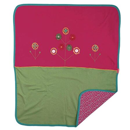 BebePan Penye Çiçek Desenli 80x90 cm Bebek Battaniyesi Çok Renkli