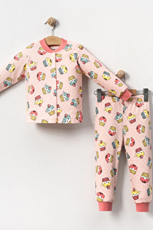Kız Çocuk Desenli Pamuklu 2'li Pijama Takımı