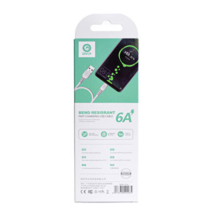 Global S01C 6A 67W Fast Charging UsbA to Type-C Data ve Hızlı Şarj Kablosu 1M Beyaz