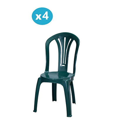 Omnipazar MT-GF193 Foglia Plastik Bahçe Balkon Sandalye 4'lü Set 