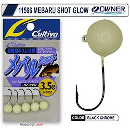 Owner 11566 JH-82G Mebaru Shot Glow Lrf Jig Head 1.8 GR