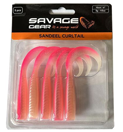 Savage Gear LB Sandeel Curltail 7cm Pink Glow 6 Adet Orak Kuyruk