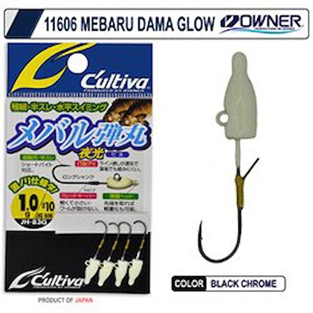 Owner 11606 JH-83G Mebaru Dama Glow Lrf Jig Head 1 Gr 10 No