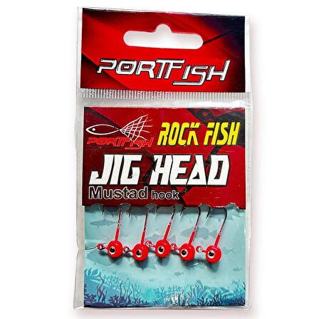 Portfish Kırmız Renkli ve Gözlü 5 Adet LRF Jig Head