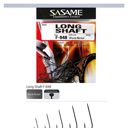 Sasame Long Shaft (Uzun Gövde) F-848 Tekli Olta İğnesi 8 No / 24 Adet