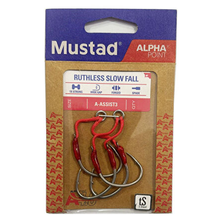 Mustad Alpha Point Ruthless Slow Fall A-ASSIST3 Asist Olta İğnesi 2/0 No - 2 Adet
