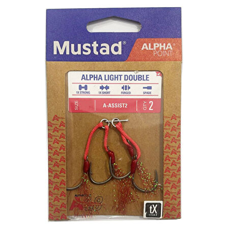 Mustad Alpha Point Alpha Light Double A-ASSIST2 Asist Olta İğnesi 2/0 No - 2 Adet