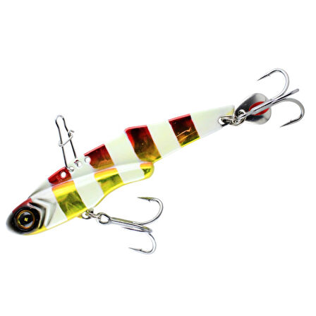 Hayabusa FS 441 Jack Eye Frilly 8.3cm 30gr Vibrasyon Yem  Red Gold Zebra Glow