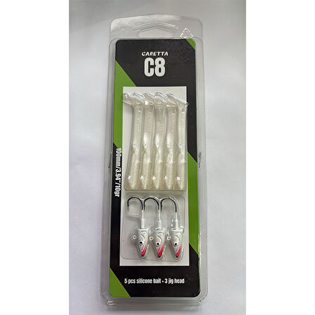 Caretta C8 10cm 10gr 5+3 Silikon Yem Silver Pearl
