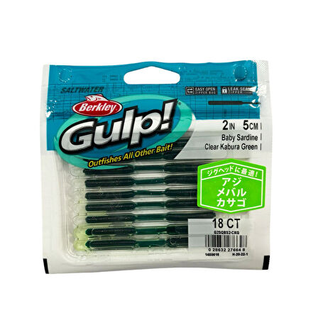 Berkley Gulp SW Baby Sardine 5cm 18 Adet LRF Yemi Clear Kabura Green
