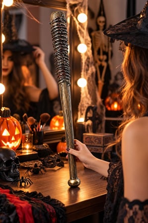 Halloween Yapay Plastik Dikenli Sopa 62 cm Cadılar Bayramı Parti Kostüm ve Gösteri Aksesuarı