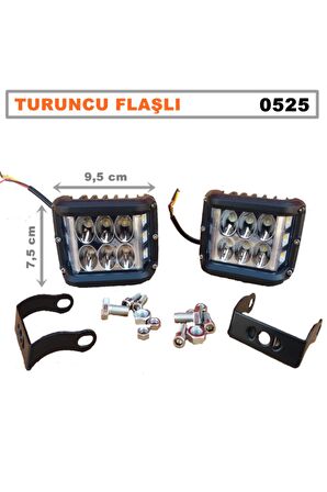 Led Bar Off Road Delici 6 Led Beyaz Işık - Turuncu Flaşlı - Siyah Çerçeve 2 Adet - Otoaksesuarbizde