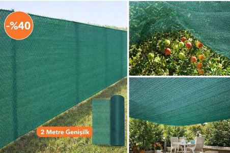 %40 Gölgelik File 2 METRE X 90 METRE Bahçe Gizleme Ağı Bahçe  Çit Örtüsü Meyve Ağacı Örtüsü