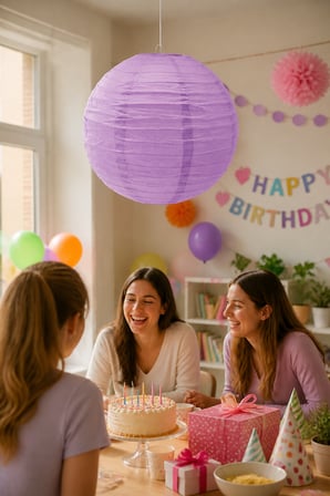 Japon Feneri Çin Feneri Büyük Boy Lila Mor 30 cm Dekoratif Parti Süsü Kutlama ve Mekan Dekoru