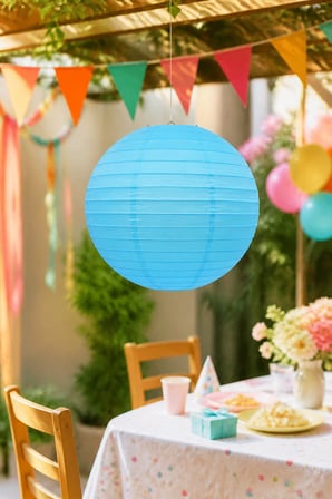 Japon Feneri Çin Feneri Mavi Turkuaz 30 cm Dekoratif Parti Süsü Kutlama ve Mekan Dekorasyonu