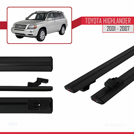 Toyota Highlander 2001-2007 Arası ile Uyumlu BASIC Model Ara Atkı Tavan Barı Siyah 2 Adet