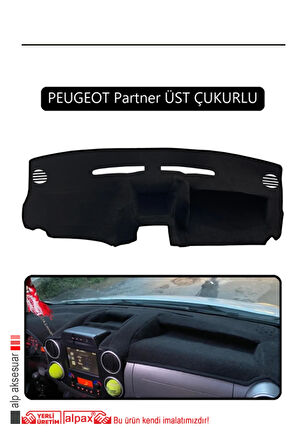 Peugeot Partner Ekranlı Torpido Koruma  Halısı -  Siyah Kenar