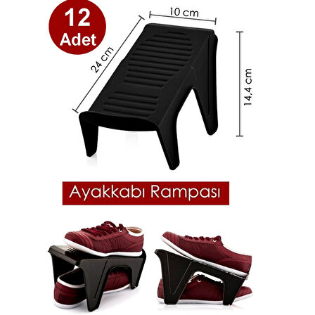Ayakkabı Düzenleyici Ayakkabı Rampası Tekli Rampa Ayakkabı Düzenleme 12 Adet Ayakkabılık