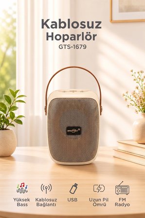 Bluetooth Hoparlör Rgb Işıklı FM Radyo Kablosuz Taşınabilir Speaker GTS-1679 