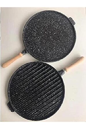 Eda granit grill çift taraflı ızgara ve gözleme tavası 36 cm. yuvarlak