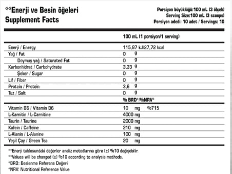 BPN Best Plus Nutrition Eco Tactical L Carnitine 4000 mg 1000 mL 2li (Cuba Libre Kokteyl Kola Limon)