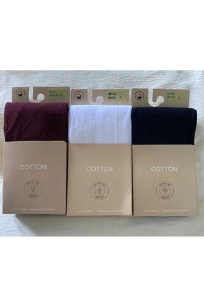 Renkli 3'lü Cotton Kadın Külotlu Çorap Pamuklu & Mat 60 Den Pantyhose