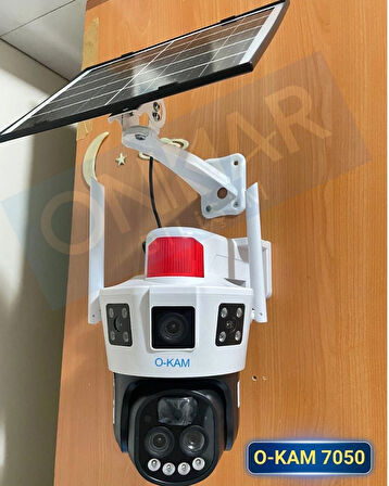 Okam 7050 9MP Wifi Solar Kablosuz Güneş Enerjili Güvenlik Kamerası 10X Optik Zoom 3 Lens