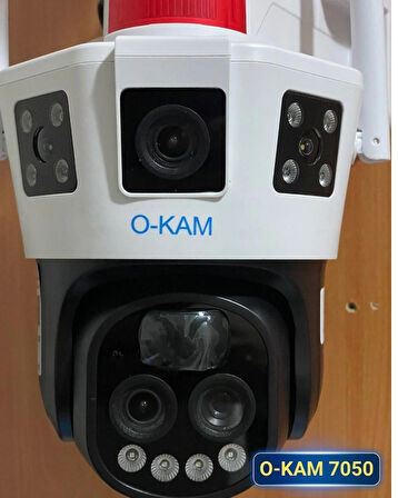 Okam 7050 9MP Wifi Solar Kablosuz Güneş Enerjili Güvenlik Kamerası 10X Optik Zoom 3 Lens