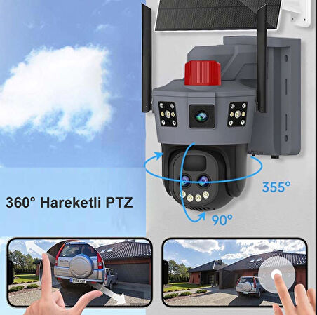 Okam Pro 6020 Solar Güneş Enerjili 4G Sim Kartlı 15MP 3 Lens 10X Optik Zoom Güvenlik Kamerası