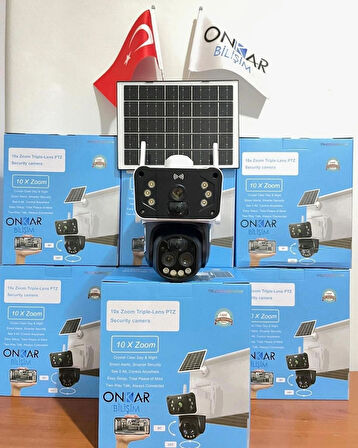 Okam Pro 3950 Solar Güneş Enerjili 4G Sim Kartlı 15MP 3 Lens 10X Optik Zoom Güvenlik Kamerası