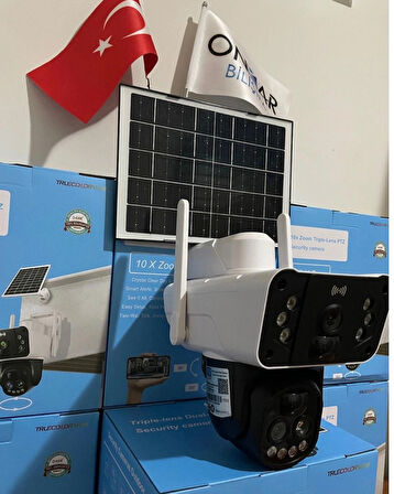 Okam Pro 3950 Solar Güneş Enerjili 4G Sim Kartlı 15MP 3 Lens 10X Optik Zoom Güvenlik Kamerası