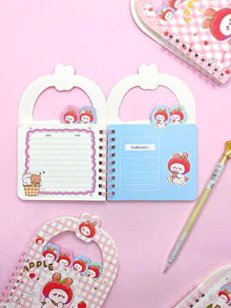 Apple Elma Tavşan Ayraçlı A6 Not Defteri (10x15 cm) - Tatlı Tavşanlar