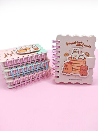 Capybara Tavşan Ayı Cırtlı Cep Boy Mini Not Defteri (7x8 cm) - Beyaz