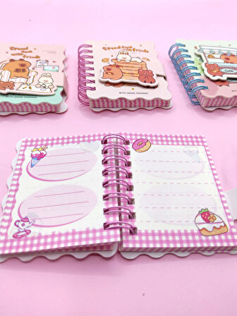 Capybara Tavşan Ayı Cırtlı Cep Boy Mini Not Defteri (7x8 cm) - Beyaz