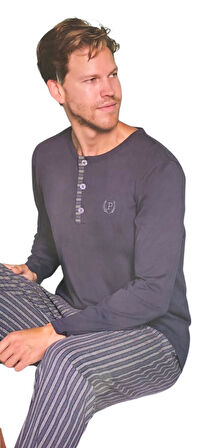 Pijadore Erkek %100 Pamuk Süprem Mevsimlik Uzun Kollu Pijama Takımı 1934