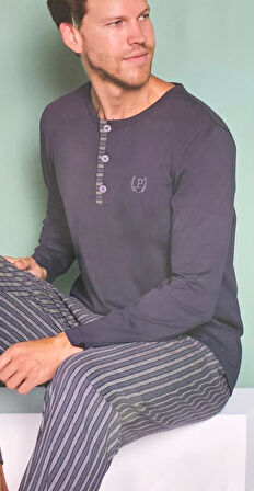 Pijadore Erkek %100 Pamuk Süprem Mevsimlik Uzun Kollu Pijama Takımı 1934