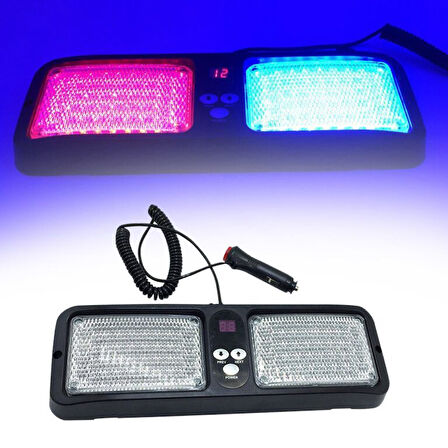 12 Modlu Kırmızı Mavi Çakmaklık Girişli Güneşlik Led Çakar Lamba