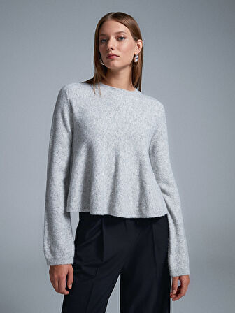 10832 DİLVİN PEPLUM PULLU SİMLİ TRİKO KAZAK