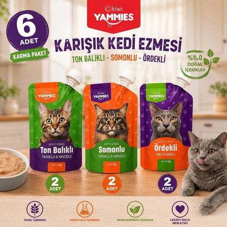 Kiwi Pets Yammies Karışık Kedi Ezmesi 90 Gr*6 Adet