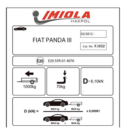 Hakpol Fiat Panda III 02/2012 Ve Sonrası Çeki Demiri