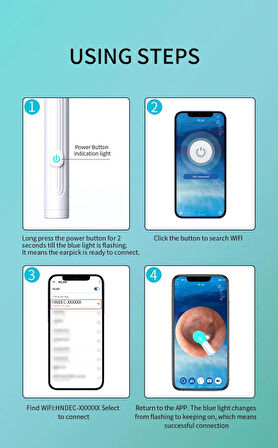 Kameralı Şarjlı Kulak Temizleme Cihazı ( İos ve Android Uyumlu )