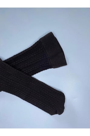 Knıt Kabartma Triko 200 Den Örgü Desenli Kalın Kışlık Kestane D.Brown Dizaltı Pantolon Çorabı