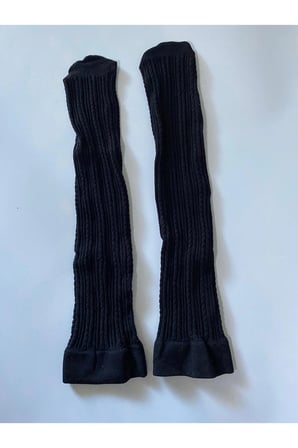 Knıt Kabartma Triko 200 Den Örgü Desenli Kalın Kışlık Siyah Black Dizaltı Pantolon Çorabı