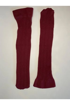 Knıt Kabartma Triko 200 Den Örgü Desenli Kalın Kışlık Bordo Burgundy Dizaltı Pantolon Çorabı